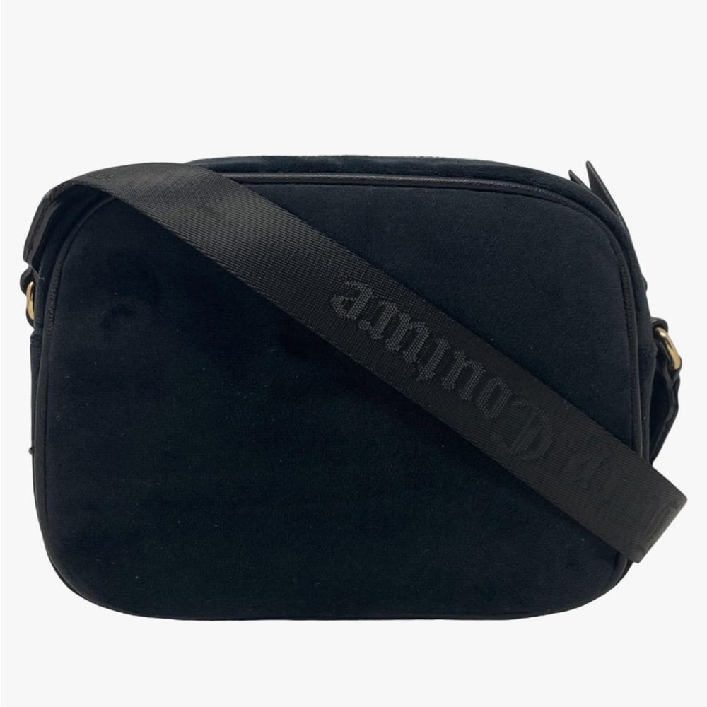 Juicy Couture Black Licorice VelvetCross Body Bag with Rhinestone Logo Nwt - Picture 4 of 8